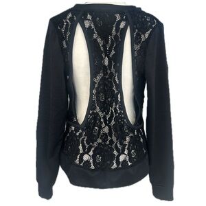 Black Jersey Crew Neck Athletic Sweatshirt